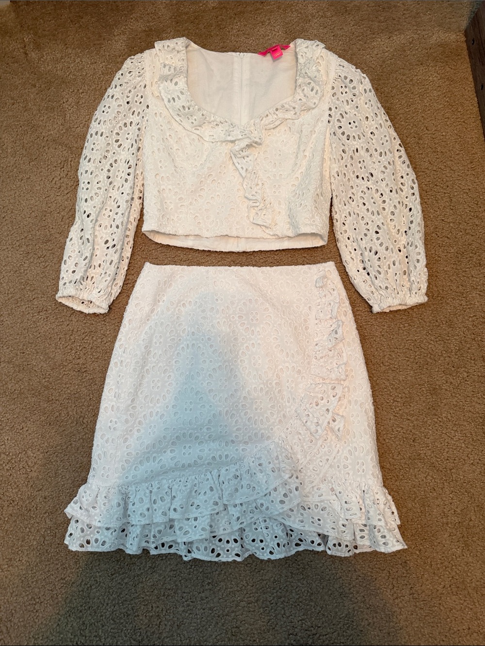 Lilly Pulitzer White Eyelet Ruffle Skirt Set